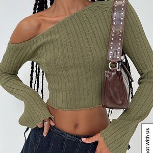 Princess Polly Santorini Knit Crop Top Size 14